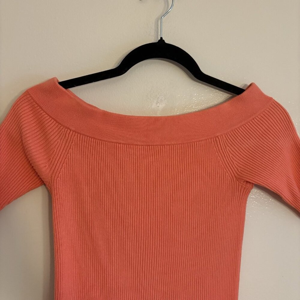 Anthropologie Women XS Coral Ribbed Classic Minuet Off The Shoulder Knit Top - Picture 5 of 10